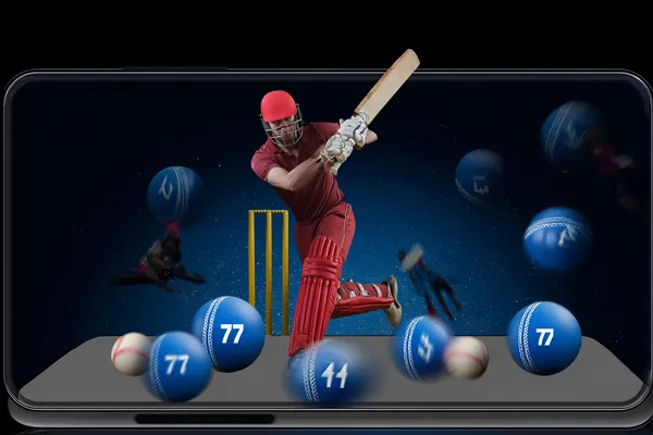 A man focused on his laptop with live stats in the background, highlighting the dedicated sports and gaming features of the 7U7BAT mobile app.